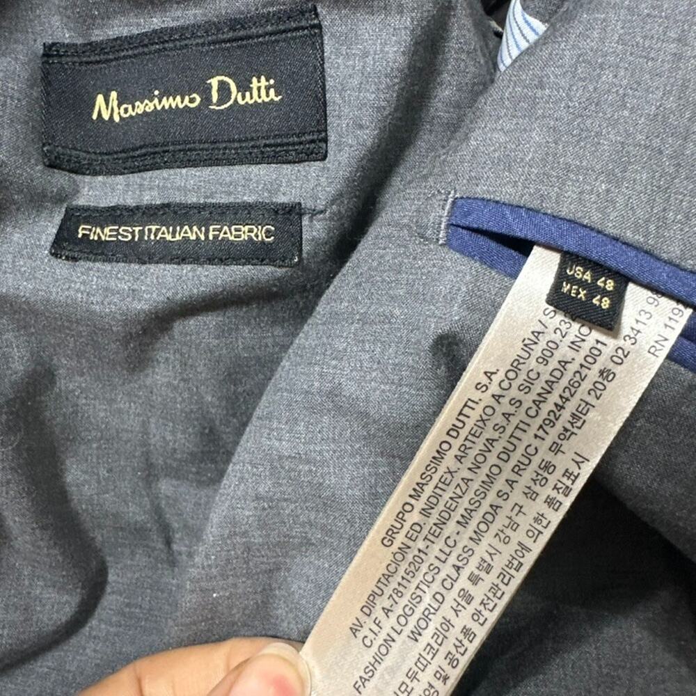 Massimo Dutti Gray Blazer Jacket 2 Button Sz 48 Italian Cotton Career Business - Picture 9 of 9